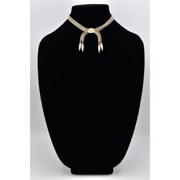 Monet Vintage Choker Chain Necklace Bow Gold Tone Thick Chunky Signed 60s BinBQ - Picture 3 of 12